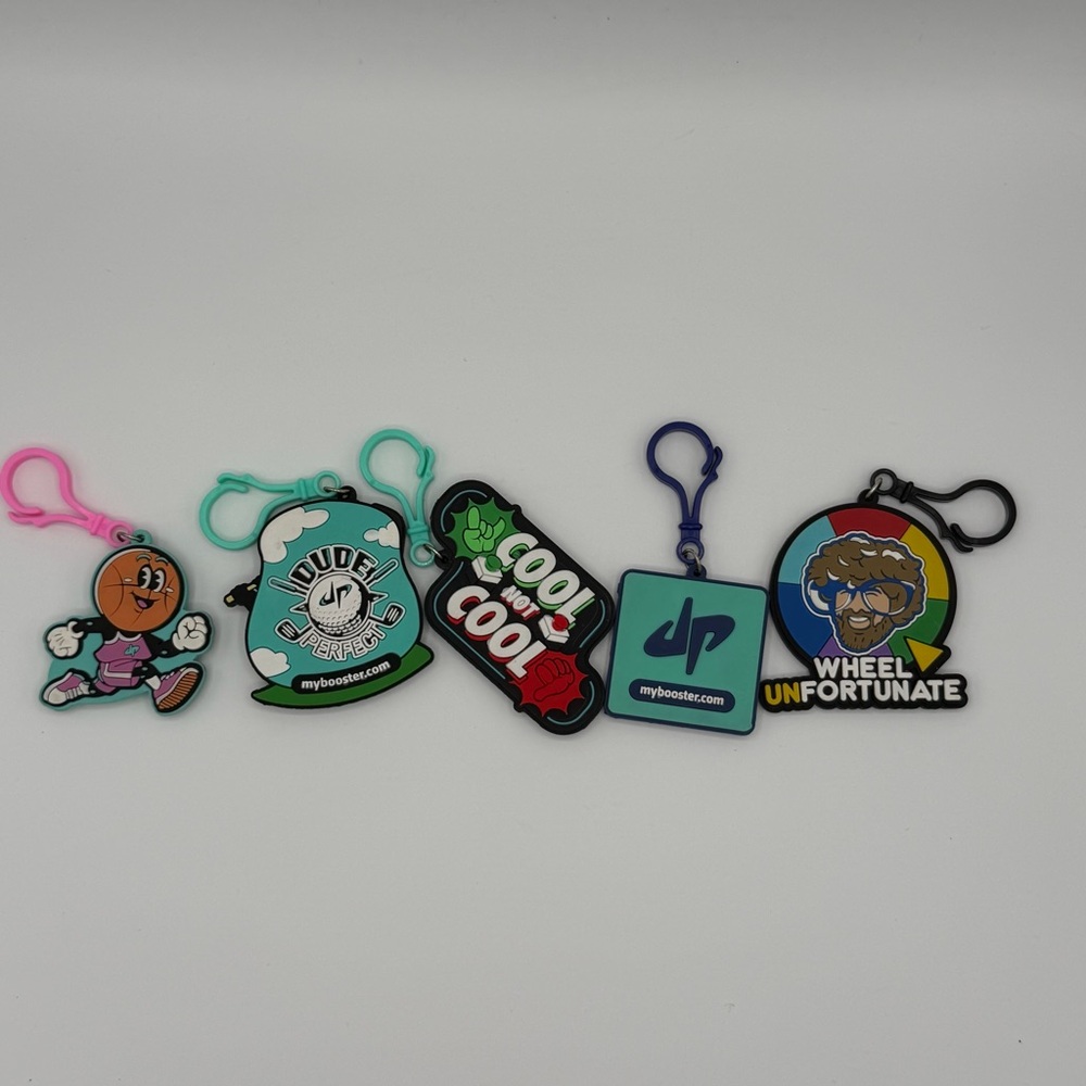 Dude Perfect Backpack Keychain Clips Lot Of 5 No Duplicates Golf  Panda Wheel